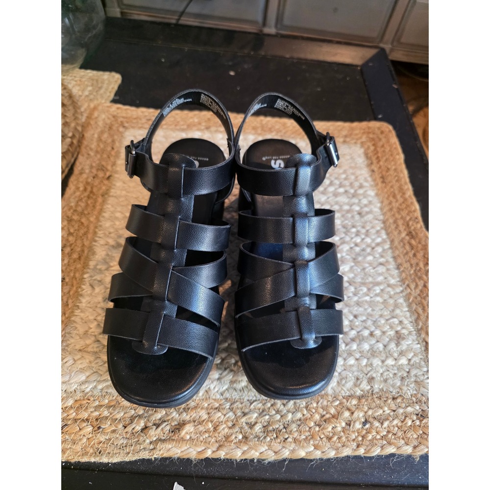 SO Goods for Life Zarita Black Strappy Gladiator Platform Block Heel Sandals 6